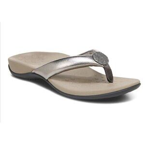Vionic Lida Thong Post Sandal Arch Support Womens 6.5 Pewter‎ Gray New